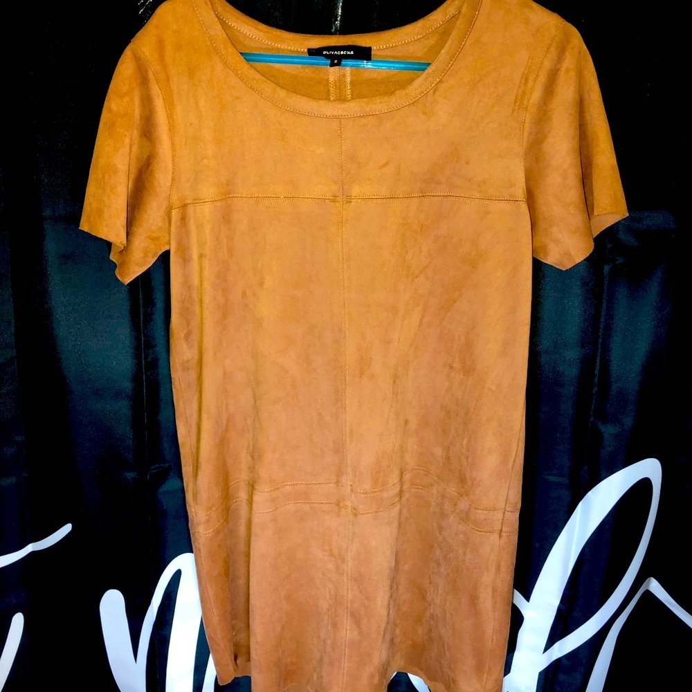 Olivaceous Tan Suede Dress by Allie and Chica